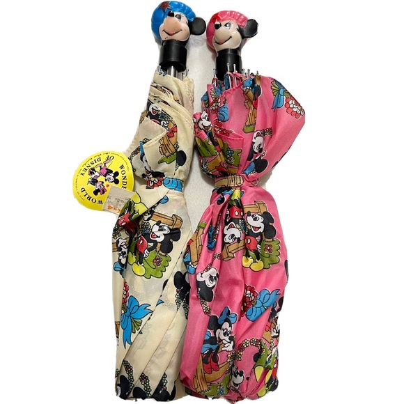 Mickey Minnie Mouse vintage 1970s umbrellas matching Rare Disney - Picture 1 of 8